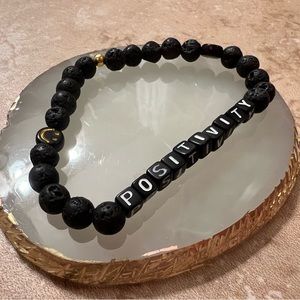 “Positivity” Letter Bracelet - Black Lava